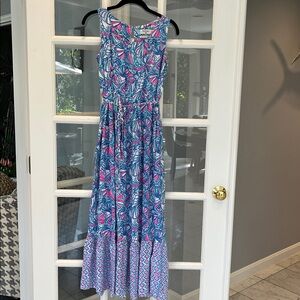 Lilly Pulitzer Blue and Pink Maxi Dress